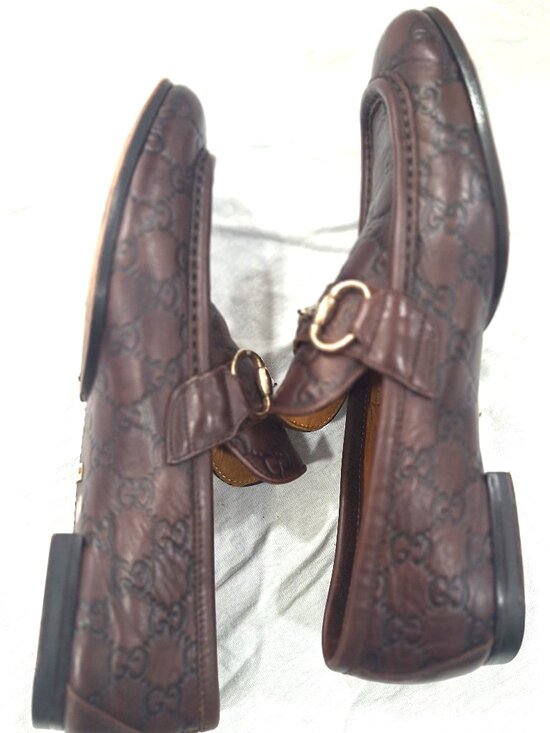 Gucci GG Monogram Leather Horsebit Loafers Brown Gold Hardware EU 40.5 main image 5